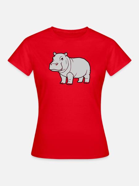 Nilpferd Stehend Comic Tier Zoo - Frauen T-Shirt - Rot