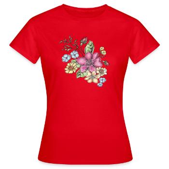 Motif floral floral - T-shirt Femme - rouge - Devant - AI Model Female 172 dark (172cm)