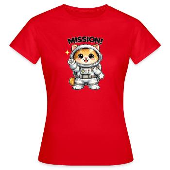Mission Katzenastronaut - Frauen T-Shirt - Rot - Vorne - AI Model Female 172 dark (172cm)