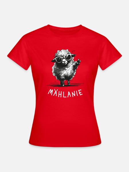 Mählanie – Lustiges Wortspiel mit Schaf Melanie - Frauen T-Shirt - Rot
