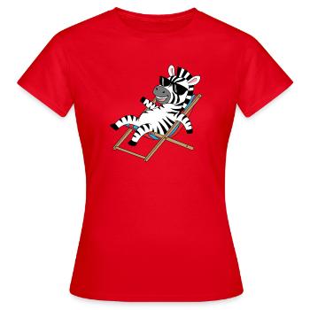 Zèbre sur une chaise longue avec des lunettes de soleil - T-shirt Femme - rouge - Devant - AI Model Female 172 dark (172cm)