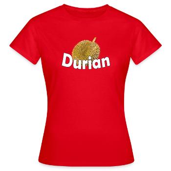 DURIAN - Frauen T-Shirt - Rot - Vorne - AI Model Female 172 dark (172cm)
