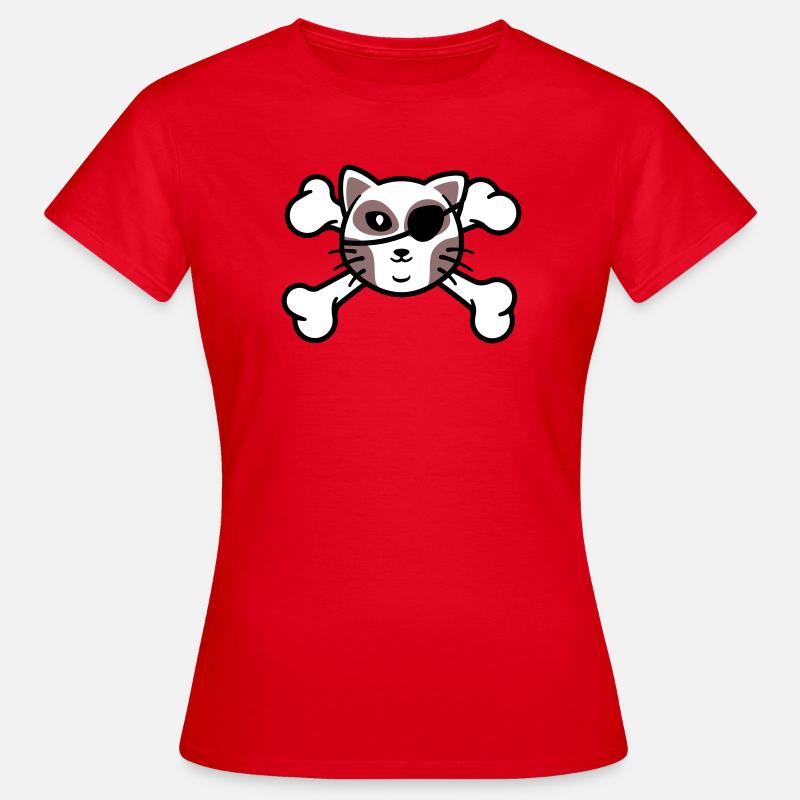 Pirate Kitten Skull Patch - Women's T-Shirt - red