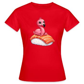 Flamingo Sushi Japanisches Essen Roher Fisch - Frauen T-Shirt - Rot - Vorne - AI Model Female 172 dark (172cm)