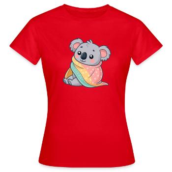 Koala cosy sous couverture - T-shirt Femme - rouge - Devant - AI Model Female 172 dark (172cm)