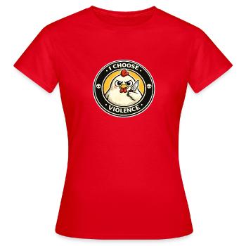 Resolute hen with knife - Women's T-Shirt - red - Front - AI Model Female 172 dark (172cm)