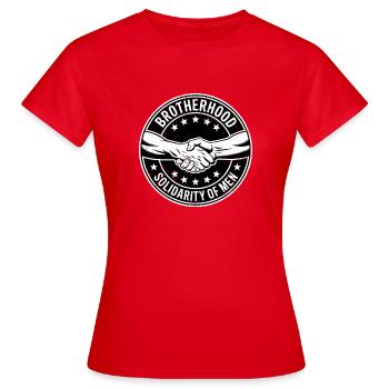 Fraternité Solidarité des Hommes - T-shirt Femme - rouge - Devant - AI Model Female 172 dark (172cm)
