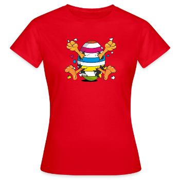 Poussin drôle dans un motif de dessin animé Easter Egg - T-shirt Femme - rouge - Devant - AI Model Female 172 dark (172cm)