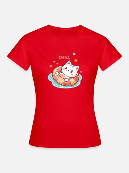 Chill-Katze in Pastell-Boje - Frauen T-Shirt - Rot