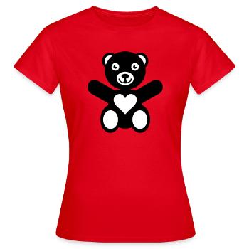 Bear Heart Love - Women's T-Shirt - red - Front - AI Model Female 172 dark (172cm)