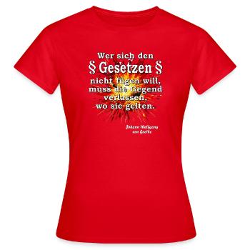 Ceux qui ne veulent pas se conformer aux lois - T-shirt Femme - rouge - Devant - AI Model Female 172 dark (172cm)