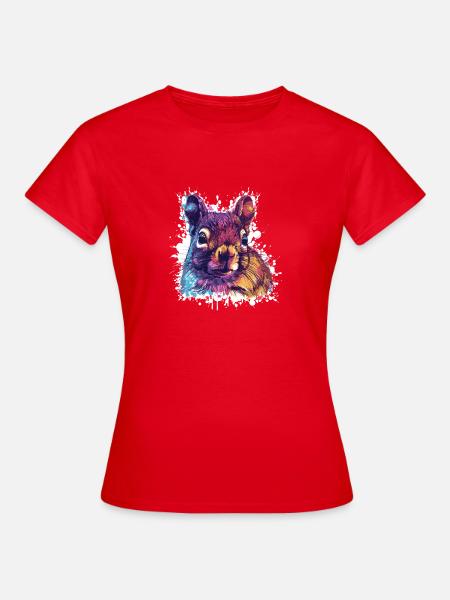 Farbkontrast Eichhörnchen PopArt - Frauen T-Shirt - Rot