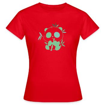 Panda with bamboo – delicate illustration - Women's T-Shirt - red - Front - AI Model Female 172 dark (172cm)