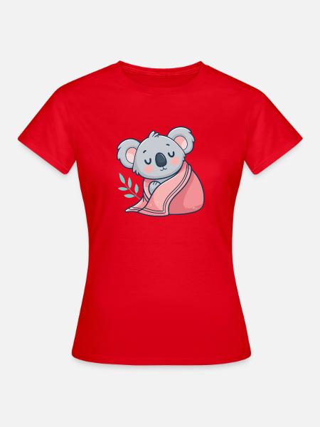 Koala mit rosa Karomuster - Frauen T-Shirt - Rot