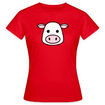 Mignonne Tête de Vache Visage Vector de la BD - T-shirt Femme - rouge - Devant - AI Model Female 172 dark (172cm)
