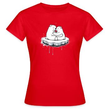 Zwei kuschelnde Eisbären auf Eisscholle  - Frauen T-Shirt - Rot - Vorne - AI Model Female 172 dark (172cm)