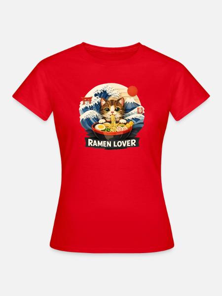 Katze Ramen Anime - Frauen T-Shirt - Rot