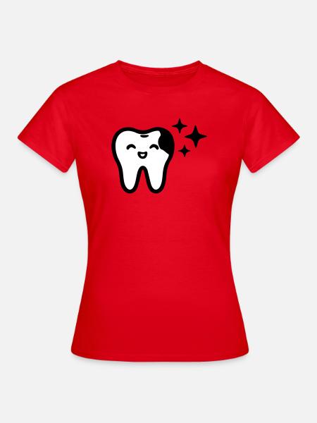 Lächelnder Zahn Symbol Schwarz - Frauen T-Shirt - Rot