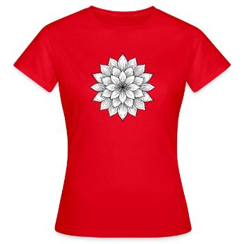 Blumenmandala mit feinen Blütenblättern, Ruhe und Harmonie - Frauen T-Shirt - Rot - Vorne - AI Model Female 172 dark (172cm)