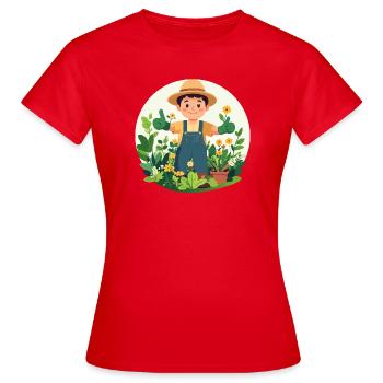 Motif de jardinier Green Thumb Plant Comprehenser - T-shirt Femme - rouge - Devant - AI Model Female 172 dark (172cm)