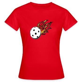 Floorball , Unihockey , Feuerball - Frauen T-Shirt - Rot - Vorne - AI Model Female 172 dark (172cm)