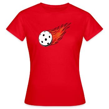 Floorball , Feuerball Sticker - Frauen T-Shirt - Rot - Vorne - AI Model Female 172 dark (172cm)