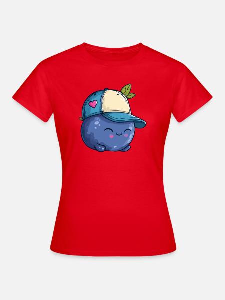 Kawaii Blaubeere mit Cap - Frauen T-Shirt - Rot