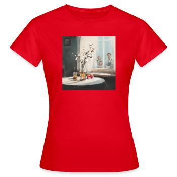 Ein Fenster in warme Erinnerungen - Frauen T-Shirt - Rot - Vorne - AI Model Female 172 dark (172cm)