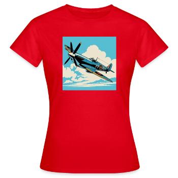 Vintage Prop Airshow Pop Art - Women's T-Shirt - red - Front - AI Model Female 172 dark (172cm)