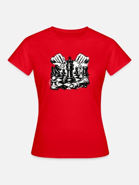 Dunkles Schachmotiv – König der Strategie - Frauen T-Shirt - Rot