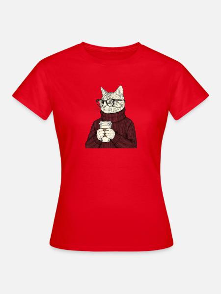 Sophisticated Coffee Cat - Frauen T-Shirt - Rot
