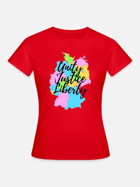 Deutschlandkarte - Einigkeit, Recht & Freiheit 2 - Frauen T-Shirt - Rot