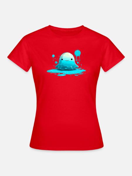 Blauer Wasserjelly mit Lächeln - Frauen T-Shirt - Rot