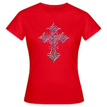 Croix en filigrane pastel - T-shirt Femme - rouge - Devant - AI Model Female 172 dark (172cm)