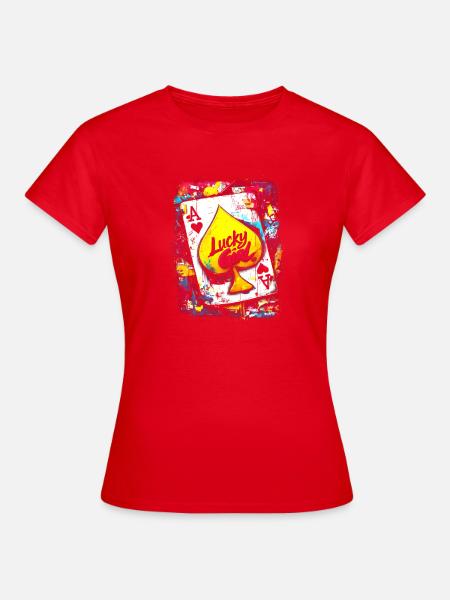 Lucky Girl Spade Graffiti Kunst - Frauen T-Shirt - Rot