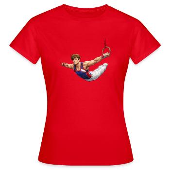 Gymnaste au ring Illustration de la croix de fer - T-shirt Femme - rouge - Devant - AI Model Female 172 dark (172cm)