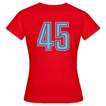45 - T-shirt Femme - rouge - Devant - AI Model Female 172 dark (172cm)