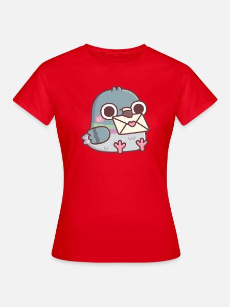 Süße Taube mit Liebesbrief - Frauen T-Shirt - Rot
