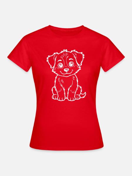 Kuschelkind Welpe Sketch - Frauen T-Shirt - Rot