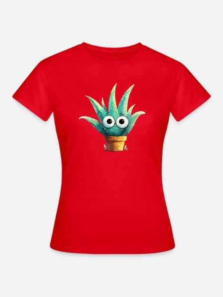 Fröhlicher Aloe mit Brille - Frauen T-Shirt - Rot
