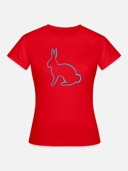 Neonhäschen Kontur  - Frauen T-Shirt - Rot