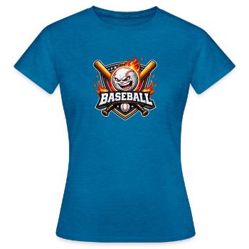 Mascotte de baseball enflammée - T-shirt Femme - bleu saphir antique chiné - Devant - AI Model Female 172 dark (172cm)