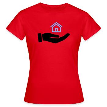 Hand holding house property - Women's T-Shirt - red - Front - AI Model Female 172 dark (172cm)