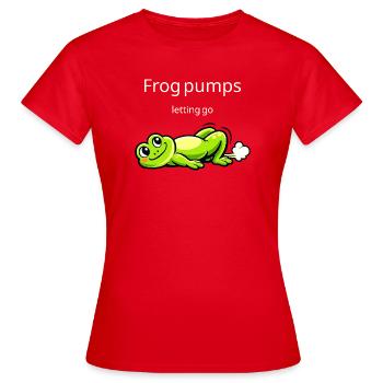 Grenouille pompe Lâche prise Drôle de grenouille qui dit - T-shirt Femme - rouge - Devant - AI Model Female 172 dark (172cm)