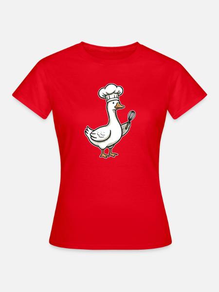 Küchenduck Chefkarikatur - Frauen T-Shirt - Rot