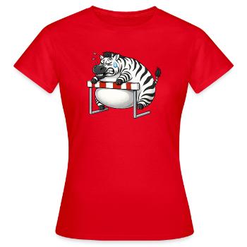 Drôle de course de haies maladroite de dessin animé zébré - T-shirt Femme - rouge - Devant - AI Model Female 172 dark (172cm)