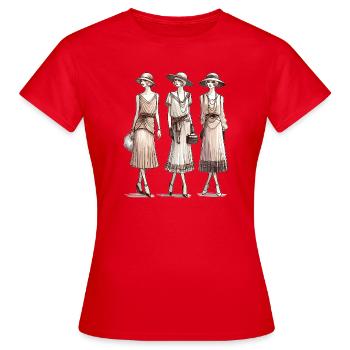 Flapper 1920er Beige - Frauen T-Shirt - Rot - Vorne - AI Model Female 172 dark (172cm)