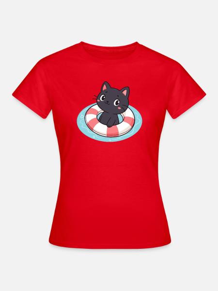 Kätzchenschwimmer auf Boje - Frauen T-Shirt - Rot