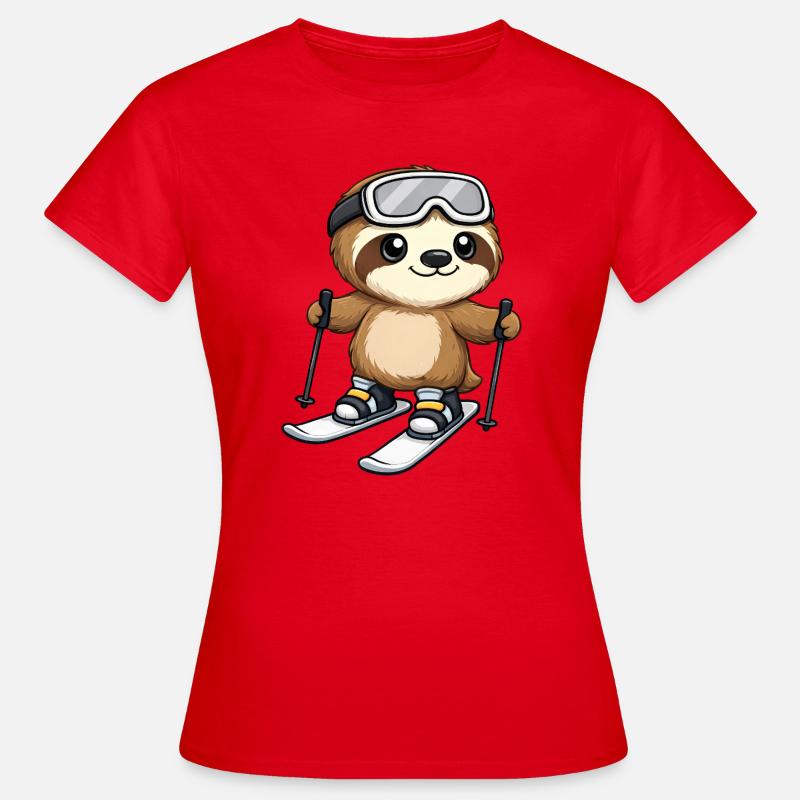 Nuttede dovendyr Skiløber Vinter Vintersport - Dame-T-shirt - rød