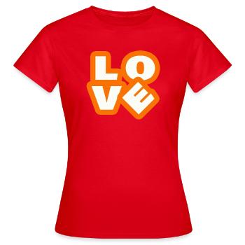 LOVE - Frauen T-Shirt - Rot - Vorne - AI Model Female 172 dark (172cm)